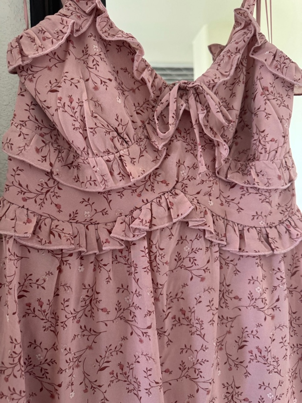Womens Pink Ruffle Chemise Nightdress - Picture 3 of 5